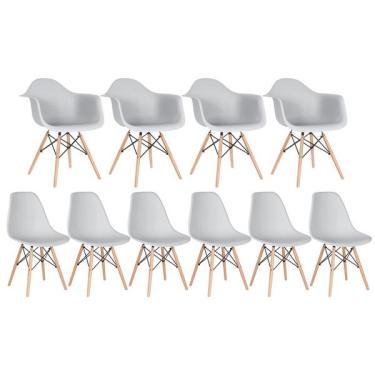Imagem de Kit 4 Cadeiras Eames Daw Com Braços + 6 Cadeiras Eiffel Dsw -