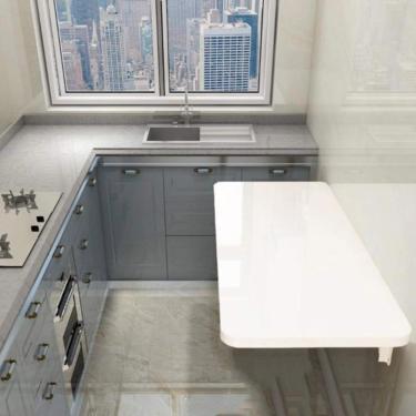 Imagem de Mesa de parede Mesa de computador montada na parede Mesa dobrável de madeira montada na parede, mesa de parede dobrável, economia de espaço, 20 ″ × 12 ″ / 50 × 30 cm