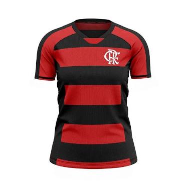 Imagem de Camiseta Braziline Flamengo Dean Feminina - Preto e Vermelho