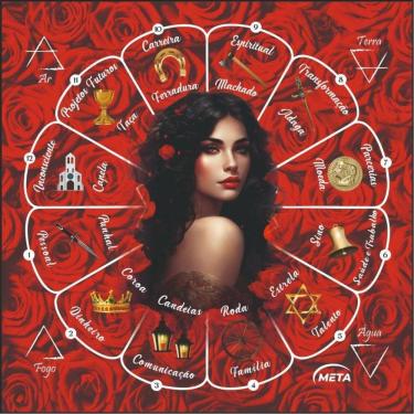 Imagem de Toalha Sublimada Cigana Tarot Baralho 70X70Cm- Selecione Cor