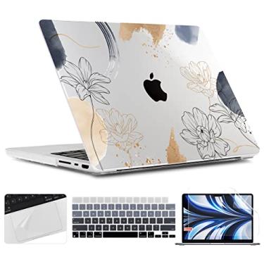 Imagem de TWOLSKOO Compatível com MacBook Pro 16 polegadas 2024 2023 2021 M3 A2991 / M2 A2780 / M1 A2485 Pro Max Chip com Touch ID, capa rígida de plástico, capa de teclado e película de trackpad, floral X450