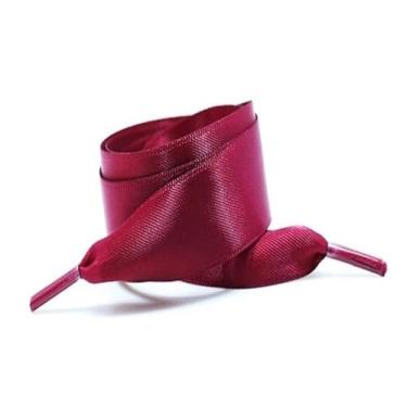 Imagem de Silk Satin Shoelaces Width Ribbon Flat Laces Women Boots Sneakers Shoelace Shoe Accessories (Color : Dark red, Size : 100cm)