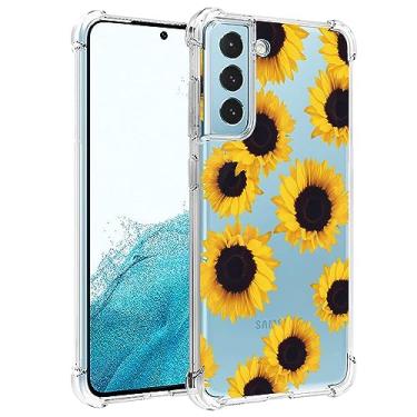 Imagem de Sidande Capa para Galaxy S22, Capa para Samsung S22 5G SM-S901U para meninas e mulheres, capa protetora fina de TPU flexível e floral transparente para Samsung Galaxy S22 5G (girassol)