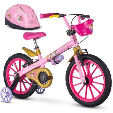 Imagem de Bicicleta para menina Aro 16 com Capacete Princesas da Disney-Feminino