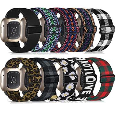 Imagem de ShuYo Pulseiras de relógio de nylon compatíveis com Fitbit Sense e Versa 3, pulseira de substituição de padrão macio para mulheres e homens, compatível com relógio inteligente Fitbit Sense/Versa 3