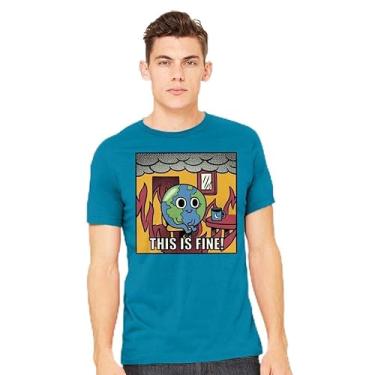 Imagem de TeeFury - Earth It's Fine Room On Fire - Camiseta masculina Planeta, Terra,, Azul marino, 3G