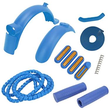 Imagem de Kit Paralama Frontal Traseiro Scooter Elétrico, Scooter Elétrico Fenders Tampa Lateral Handbrake Silicone Capa Silicone Grip Acessórios (Azul)