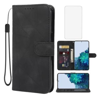 Imagem de Wanyuexes Capa para Galaxy S22 5G, capa carteira para Samsung S22 SM-S901U com protetor de tela de vidro temperado, couro com toque de pele, suporte para cartão de crédito, suporte para Samsung Galaxy