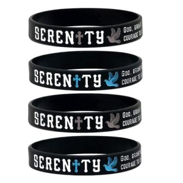 Imagem de HOMLIFPER Pulseira de silicone masculina e feminina, oração de serenidade, versículo bíblico, pulseira de borracha para oração da Bíblia, joias de escrituras cristãs, joias para adultos para batismo,