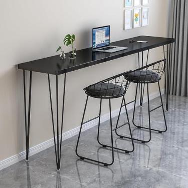 Imagem de Mesa de bar, mesa de jantar de cozinha, (banco não incluído) Mesa de balcão com altura, mesa de bar estreita e longa, fácil de montar. Mesa de centro de jantar para espaços estreitos, sala d