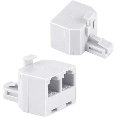 Imagem de Tomada de parede Uvital RJ11 para 2 conectores duplos de linha de telefone dividido em dois adaptadores conversores modulares