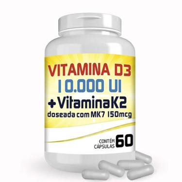 Imagem de Vitamina D3 10.000ui + Vitamina K2 150mcg Com 60 Cápsulas-Unissex