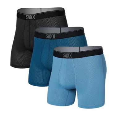 Imagem de SAXX Underwear Co. Cueca boxer masculina com bolsa Quest Quick Dry Mesh Fly 3Pk, Ardósia/âncora azul-petróleo/preta, XGG