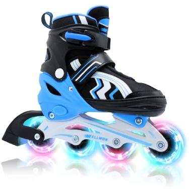 Imagem de Patins infantis em linha para meninos e meninas de 6 a 12 anos, patins ajustáveis para iniciantes com rodas iluminadas para crianças jovens e adolescentes