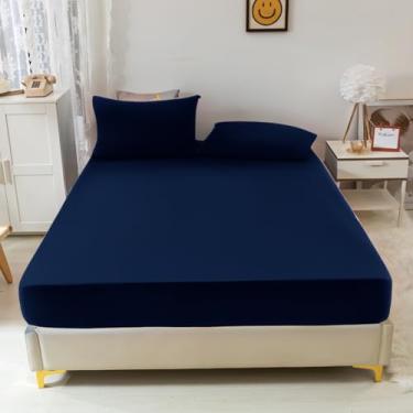 Imagem de Jogo De Lençol 400 Fios Premium 03 Peças, Toque Macio, Antiácaro, Não Faz Bolinha (Marinho, Casal)