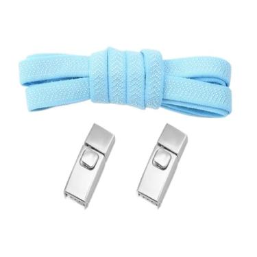 Imagem de Cadarço De Metal Elástico Para Crianças E Adultos, Cadarço Largo Sem Cadarço, Cadarço Para Sapatos, Tênis Para Crianças, Cadarço Para Sapatos(Sky blue)