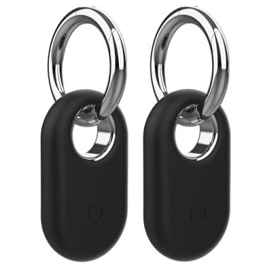 Imagem de Rzttwl Pacote com 2 capas compatíveis com Samsung Galaxy SmartTag 2, rastreador GPS de silicone para Samsung Tag 2 com chaveiro, capa protetora anti-perda Tag2 para chaves (preto, preto)