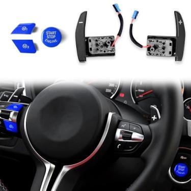 Imagem de 5p/set Azul Vermelho Amarelo cor Paddle Shifters Dinky Volante Botão Motor Start Stop Compatível com BMW M1 M2 M3 M4 X5M X6M F80 F82 F83 F15 F16 F21 F30 F32 F33 F36 M 2013up Acessórios para carro(Blue
