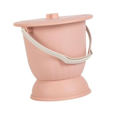 Imagem de Kokiya Balde de penico cuspidor com tampa doméstico noite cômoda balde pote portátil bacia para crianças adultos feminino masculino, Rosa