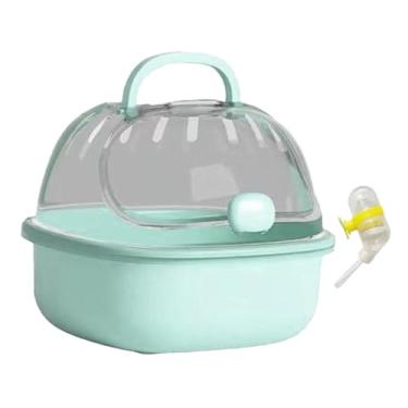 Imagem de ＡＷＨＡＯ Estojo para transporte de hamster, gaiola para transporte de pequenos animais, gaiola para animais de estimação com garrafa de água para ratos, Azul