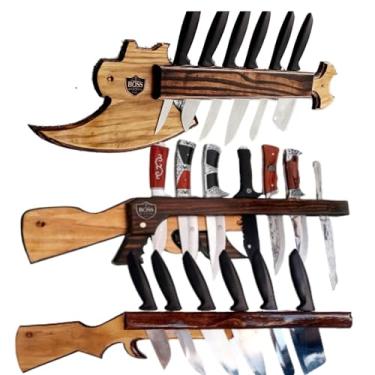Imagem de Conjunto de Facas de Parede em Madeira, 3 Modelos, Porta Facas (Madeira de carvalho)