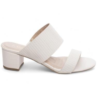 Imagem de Sandália Tamanco Feminino Salto Médio Baixo Bloco Grosso 5cm Torricella (Off White, BR, Adulto, Numérico, 38)