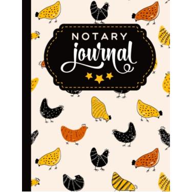 Imagem de Notary Journal: 8.5x11 Large Notarial Logbook/With 200 Numbered Pages - Two Record Logs Per Page / 400 Records/Ledger Book Gift For Signing Agents/Colorful Chicken Hen - Abstract Bird Pattern
