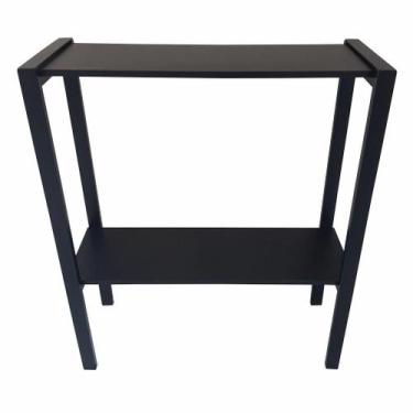 Imagem de Aparador Prateleira Dupla Industrial Mônaco Mdf Preto 80Cm - Belolar