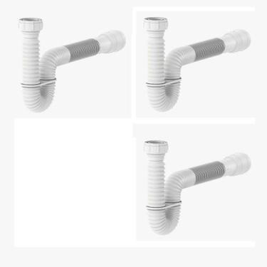 Imagem de Kit3pcs-Sifão Sanfonado Tubo Extensivo Universal Branco - Blukit