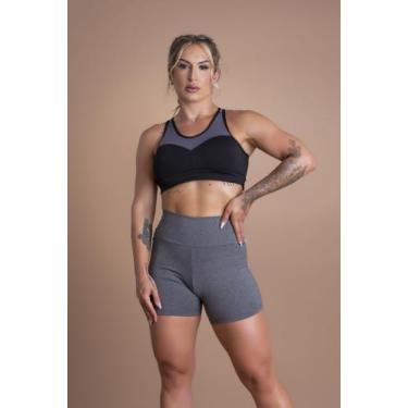 Imagem de Conjunto Short Fitness Feminino Liso Academia Treino E Top Com Recorte