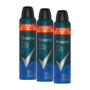 Imagem de Kit 3 Desodorantes Antitranspirante Aerosol Rexona Men Active Dry 72 h