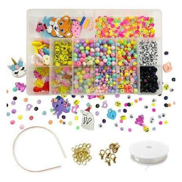 Imagem de Kit Bolinhas Missangas Coloridas Letras Aplique Fimo Para Montar Pulse
