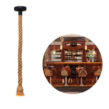 Imagem de Pendente Corda Sisal Retro Rústico Vintage 1,80M Para Nó Laço Com Soqu
