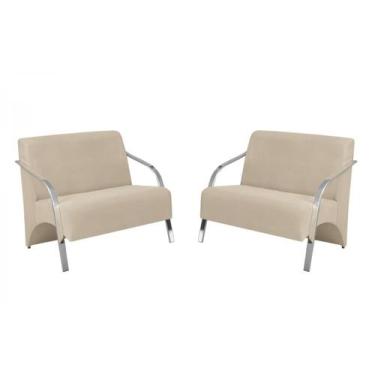 Imagem de Kit 2 Poltronas Namoradeira 2 Lugares Vênus Braço Alumínio D Salla Sue