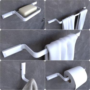 Imagem de Kit Acessórios Para Banheiro Branco Empire 5 peças - MetalCromo