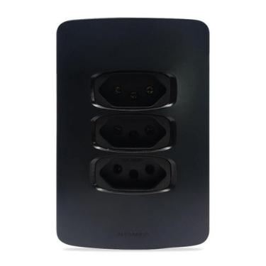 Imagem de Conjunto Tomada Tripla 10A 4X2 Preto Gracia Maxx 85690 - Alumbra