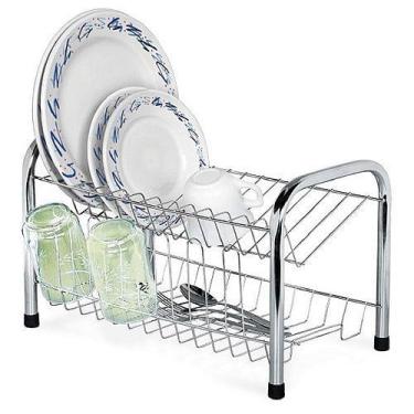 Imagem de Escorredor Prato Duplo Secador Louça Porta Copos 106A - J.r.utilidades