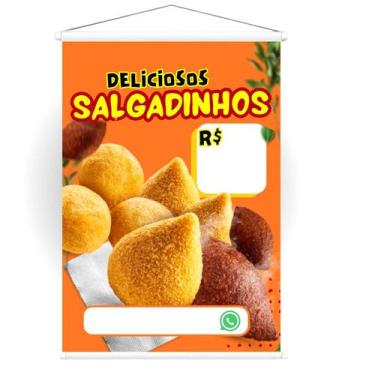 Imagem de Banner em lona para venda de salgados. Uso interno e externo - Placas 