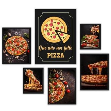 Imagem de Composição 6 Quadros Pizzaria - Frase E Fotos - Com Vidro - Quadros On
