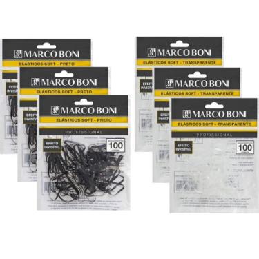 Imagem de Kit elasticos soft para cabelos 3un preto 3un transparente - marco bon