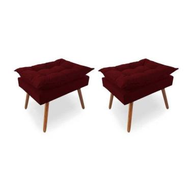 Imagem de Kit 2 Puffs Opala Pés Palito Sued Marsala - Kimi Design