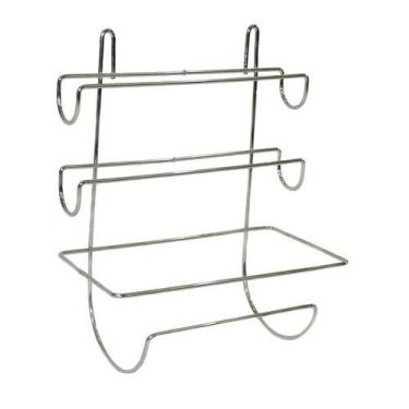 Imagem de Suporte Triplo Porta Rolo De Papel Toalha Alumínio Plastico - CSK