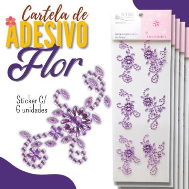 Imagem de Cartela De Adesivo Flor Lilás - Sticker C/6 Unidades - Mmixer09 - Nybc