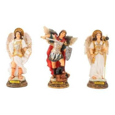 Imagem de Três Arcanjos Gabriel Rafael Miguel 16cm - Enfeite Resina - Taimes