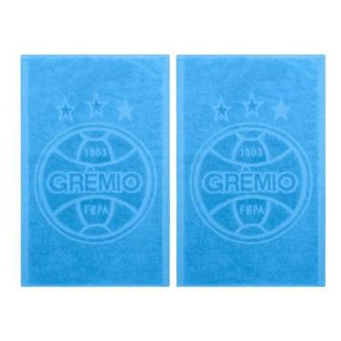 Imagem de Kit 2 Toalhas de Rosto e Mão Aveludada 100% Algodão Time Grêmio Azul B
