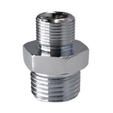 Imagem de Niple Sextavado Latão Rosca 1/2 x M14 Cromado - Metais Rei, cromado