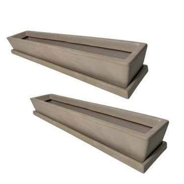 Imagem de Kit 2 Vasos Jardineira de Plantas 80cm com 2 Pratos de Polietileno  - 