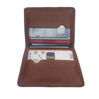 Imagem de Carteira de couro pequena slin mini porta cartão cartões CNH moda prat