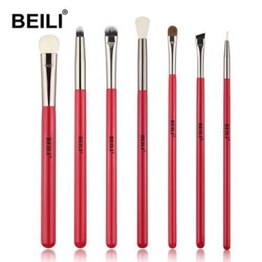 Imagem de Kit Pincéis Para Maquiagem De Olhos Cabelo De Cabra Profissional 7 PÇS