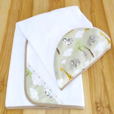 Imagem de Toalha de Bebê modelo Luxo felpuda e forrada com capuz estampado - BRA